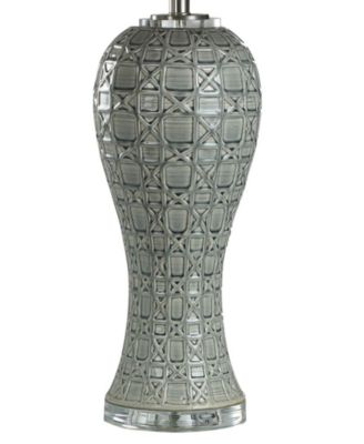 35.5" Whisper Geometric Overlay Design Glaze Table Lamp
