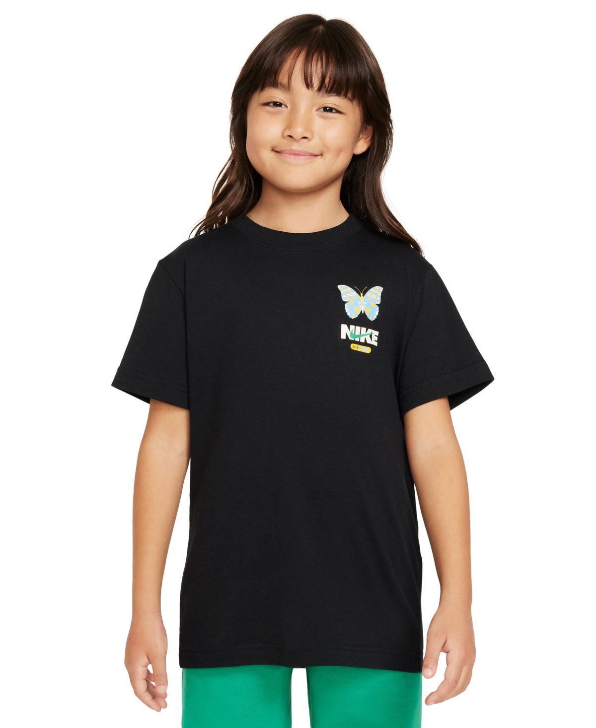 Shop Nike Big Girls Sportswear Printed Crewneck T-shirt In Black