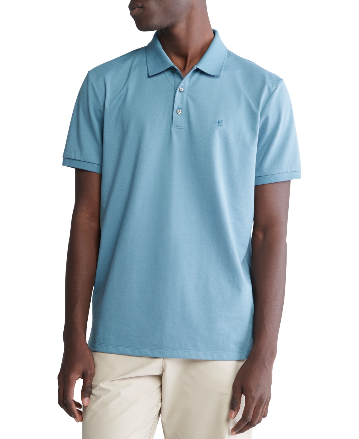 Shop Calvin Klein Men's Regular-fit Smooth Cotton Monogram Logo Polo Shirt In Cabana Green