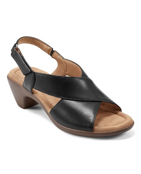 Женские сандалии Easy Spirit Chantal Crisscross Low Heel Leather, цвет: Чёрный кожаный