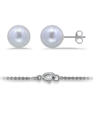 Shell Pearl Pendant and Freshwater Shell Pearl Stud Necklace and Earring Set