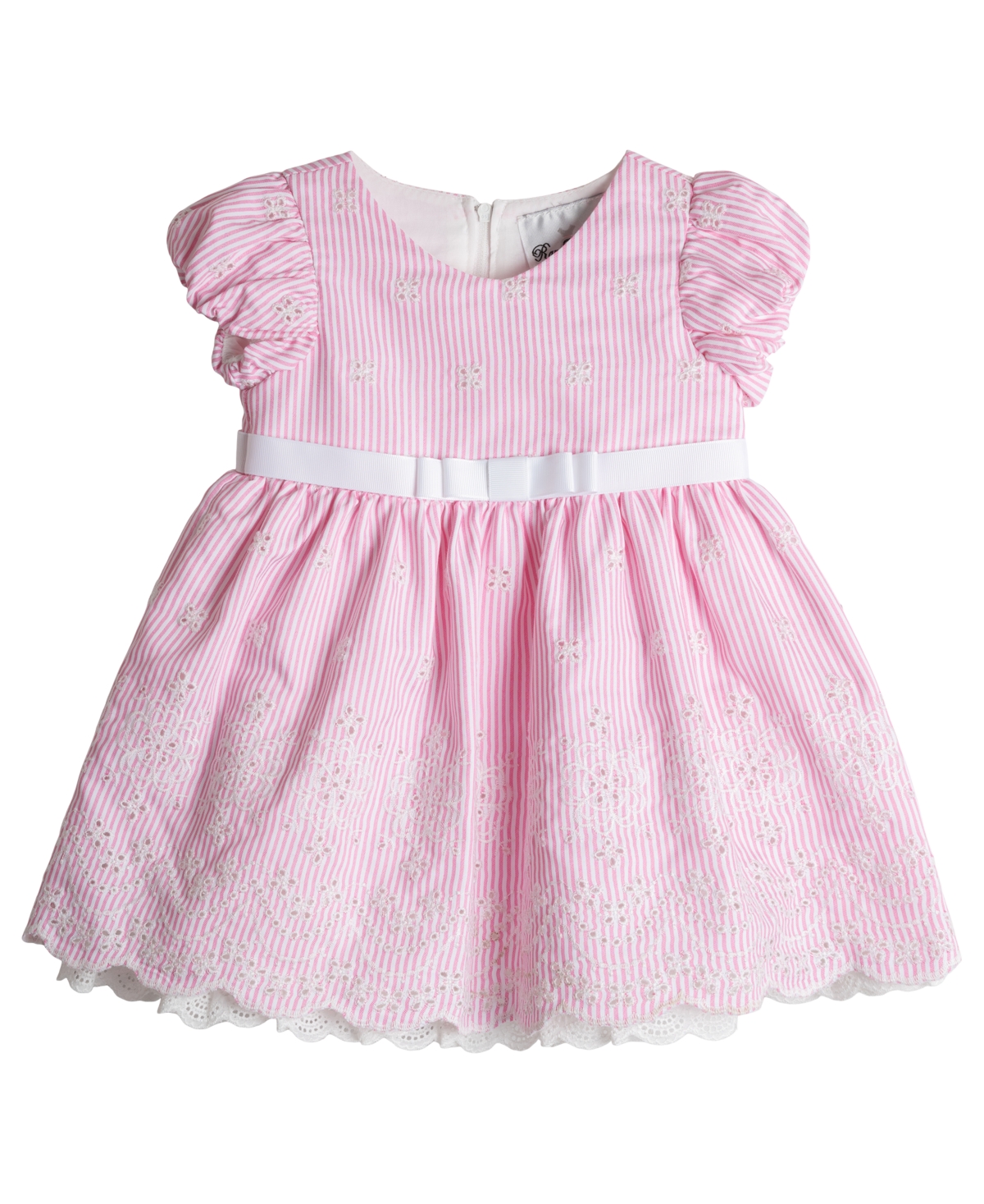Shop Rare Editions Baby Girls Eyelet Seersucker Dress With Diaper Cover In Pink