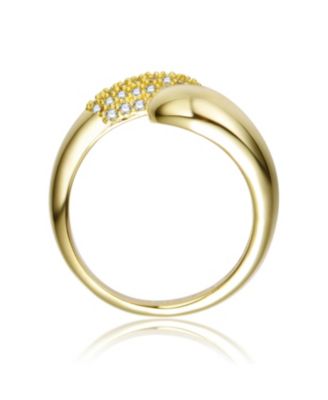 14K Gold Plated with Fine Cubic Zirconia Bypass Ring