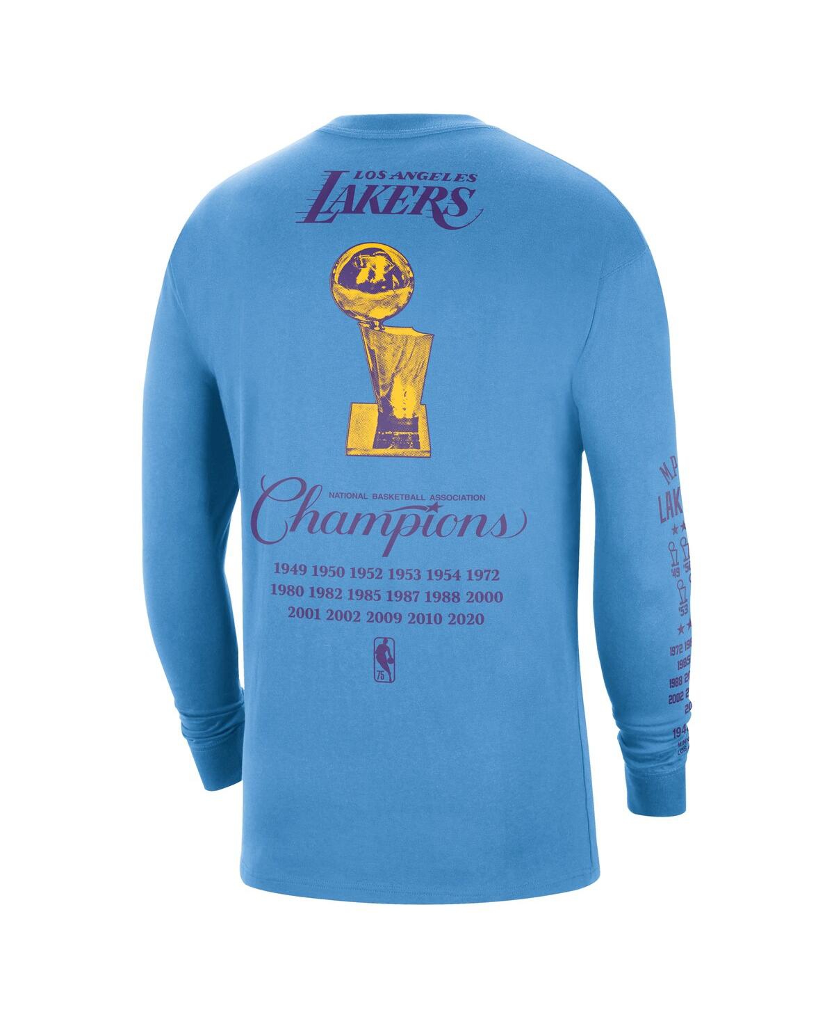 Men's NikeLos Angeles Lakers 2021/22 City Edition Courtside Heavyweight Moments Long Sleeve T-shirt - Powder Blue