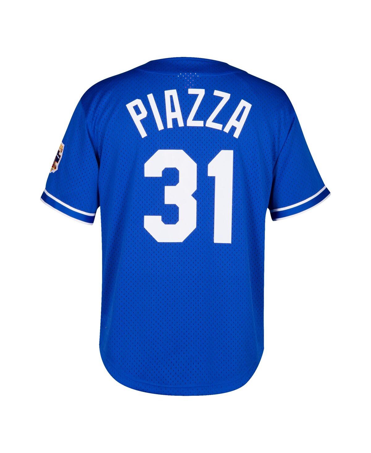 Men's Mitchell & Ness Mike PiazzaLos Angeles Dodgers Cooperstown Collection Mesh Batting Practice Button-Up Jersey - Royal