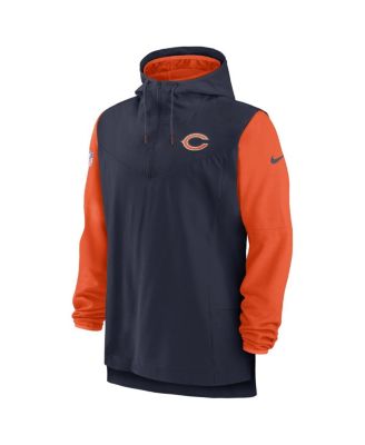 Men's Navy, Orange Chicago Bears Sideline Player Quarter-Zip Hoodie