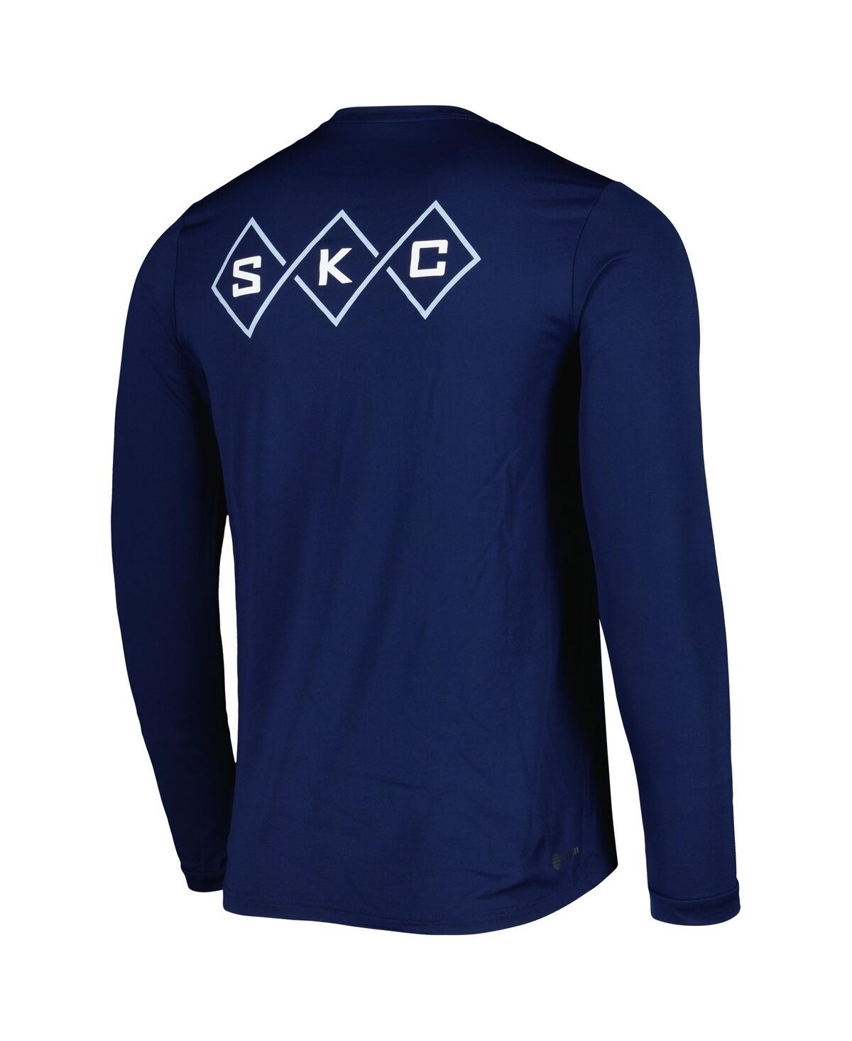 Men's adidasSporting Kansas City Jersey Hook Aeroready Long Sleeve T-shirt - Navy