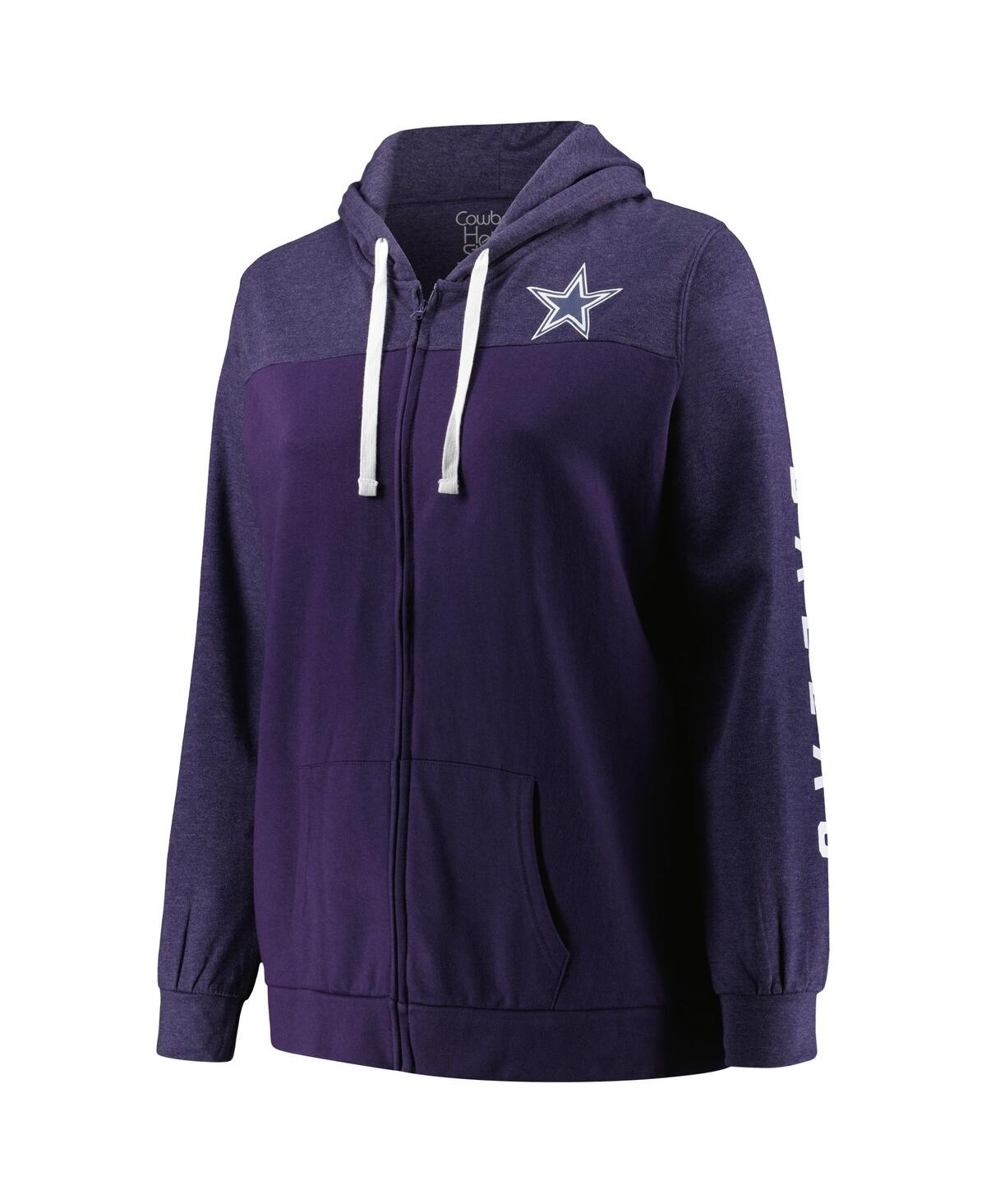 Women's FanaticsDallas Cowboys Plus Size City Ties Full-Zip Hoodie - Heather Navy