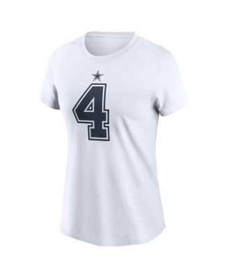 Women's Dak Prescott White Dallas Cowboys Player Name and Number T-shirt