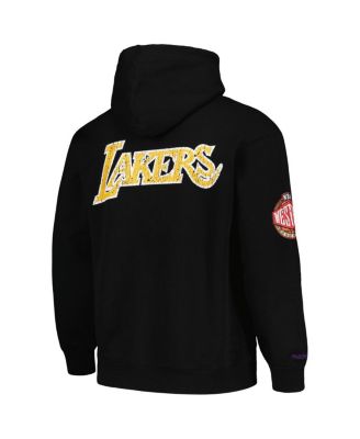 Men's Black Distressed Los Angeles Lakers Hardwood Classics OG 2.0 Pullover Hoodie