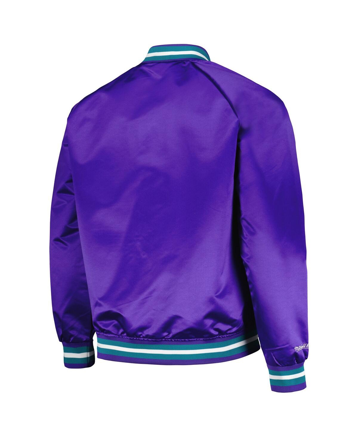Men's Mitchell & NessUtah Jazz Hardwood Classics Throwback Wordmark Raglan Full-Snap Jacket - Purple