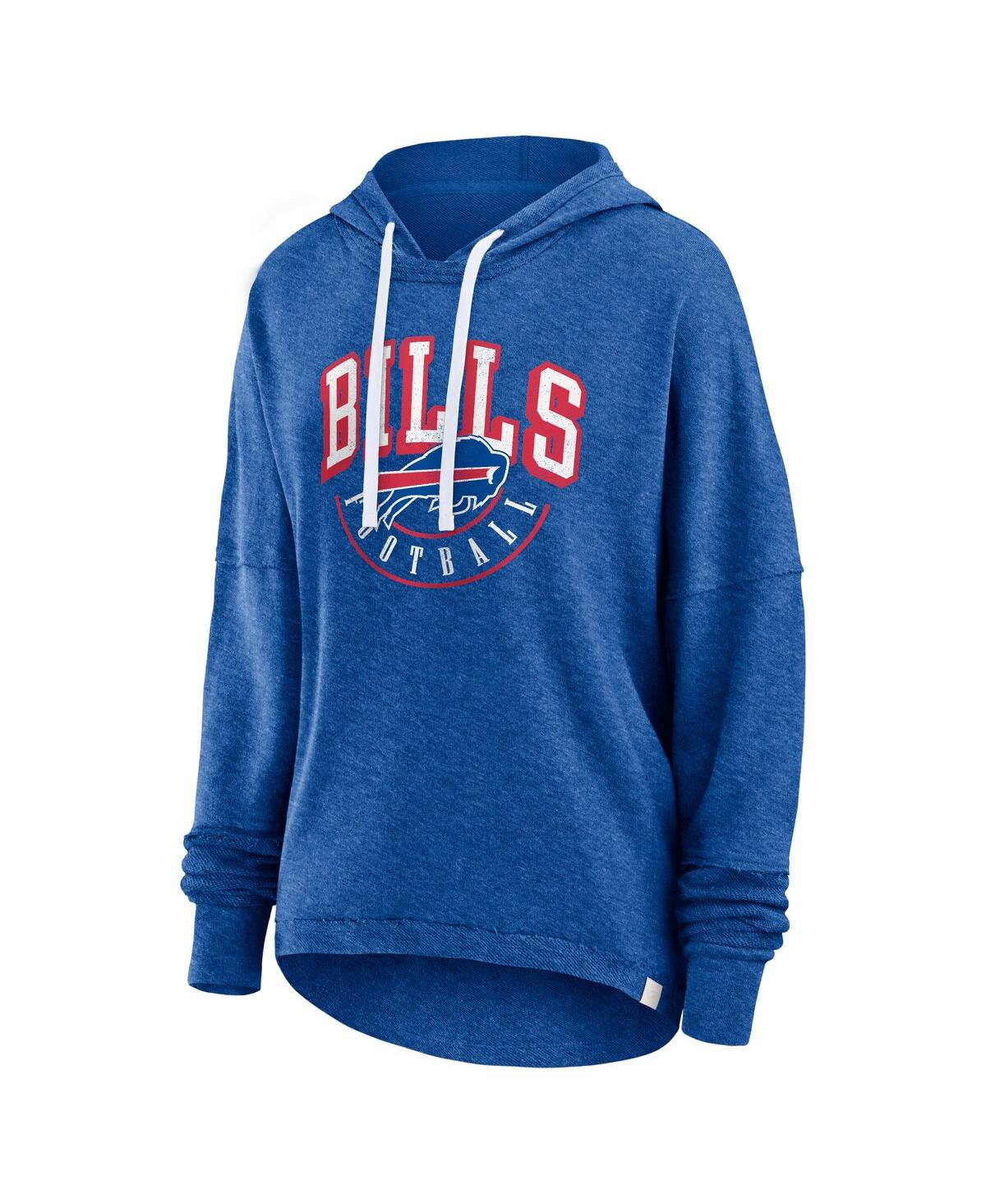Women's FanaticsDistressed Buffalo Bills Lightweight Modest Crop Lounge Helmet Arch Pullover Hoodie - Royal