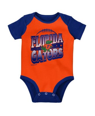 Baby Boys and Girls Royal, Orange Florida Gators 3-Pack Bodysuit, Bib and Bootie Set