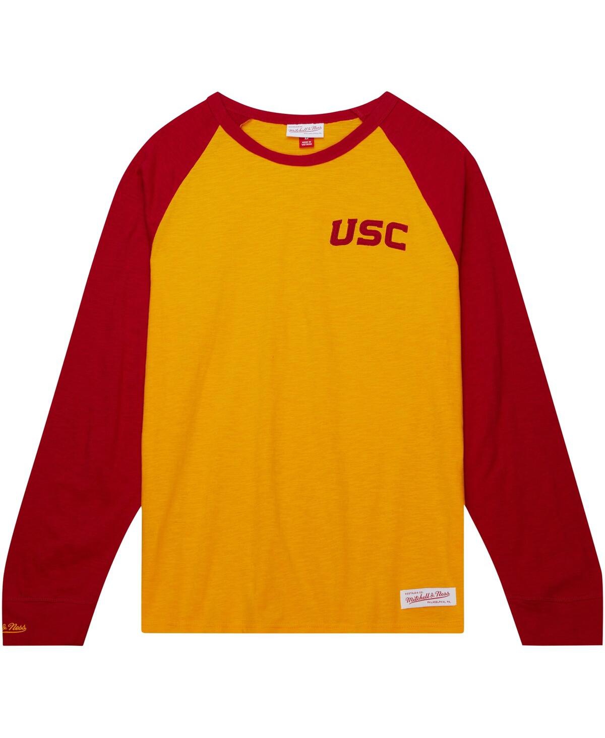 Men's Mitchell & NessUsc Trojans Legendary Slub Raglan Long Sleeve T-shirt - Gold