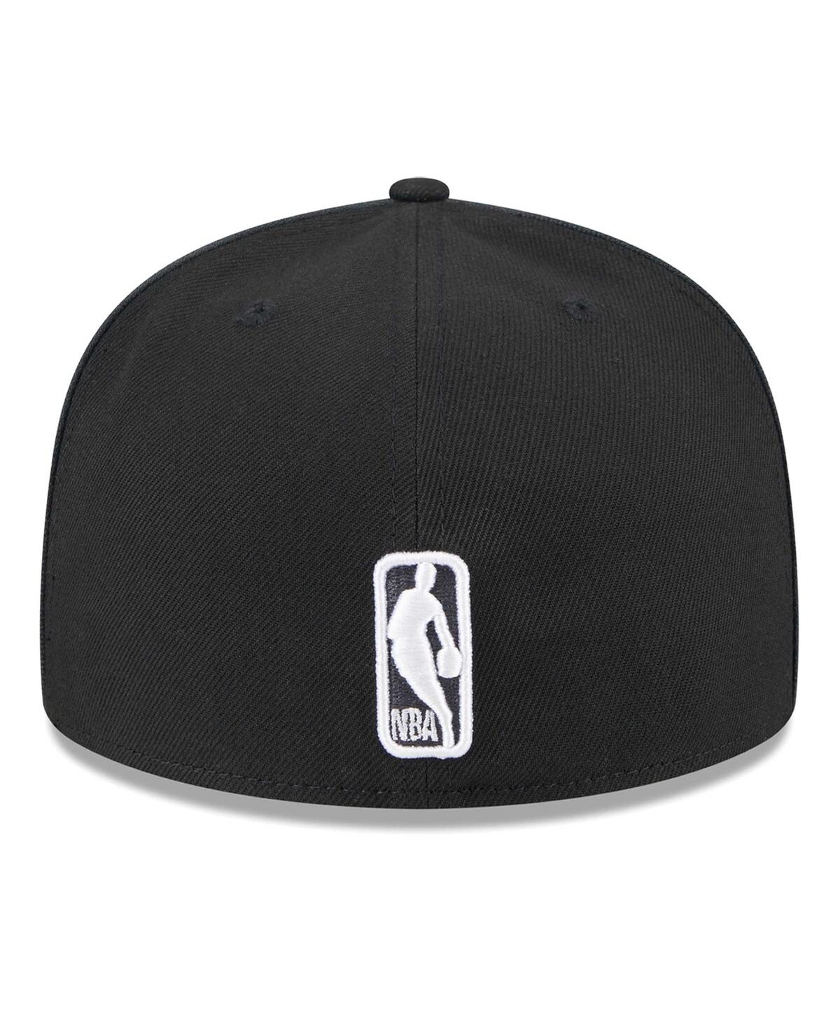 Men's New EraBrooklyn Nets Piped & Flocked 59Fifty Fitted Hat - Black