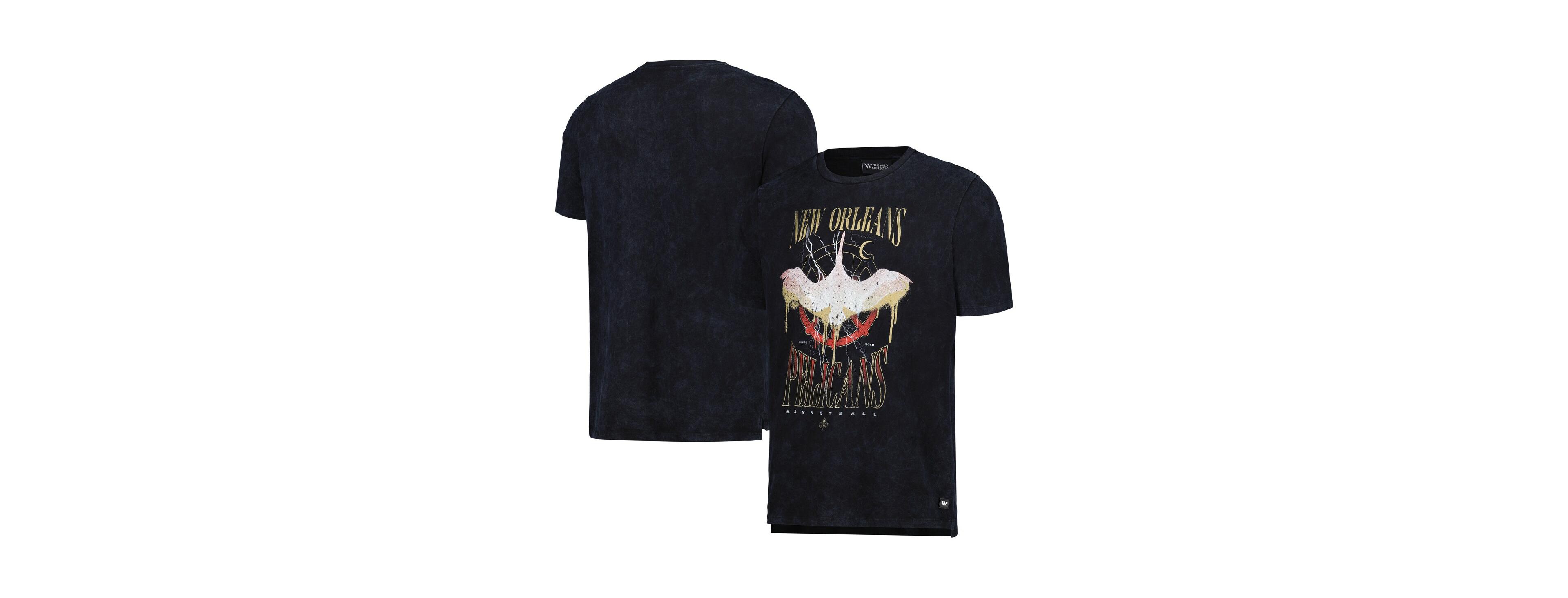 Men's and Women's The Wild Collective Black Distressed New Orleans Pelicans Tour Band T-shirt