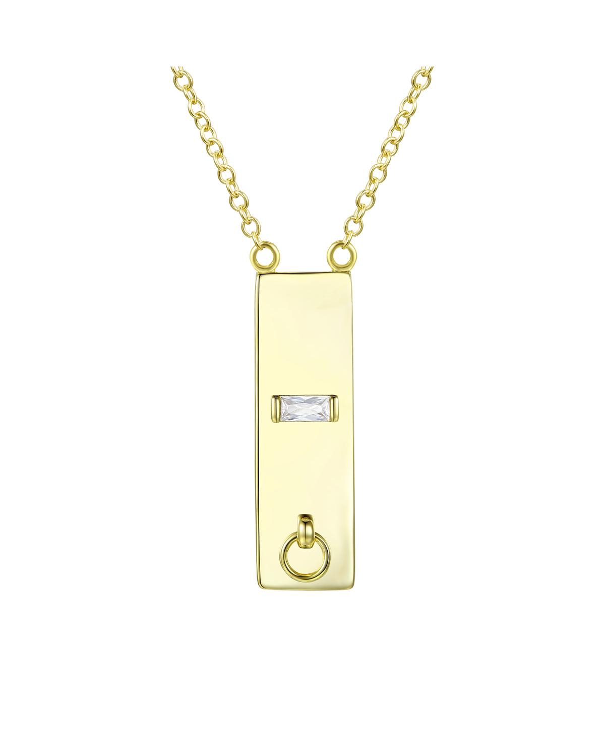 14K Gold Plated Radiant Cubic Zirconia Bar Necklace - Gold