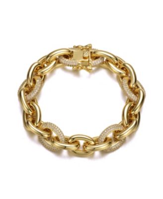 Plated or Plated with Clear Cubic Zirconia Link Bracelet