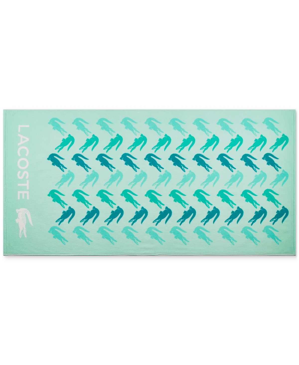 Lacoste Home Sandbar Logo Croc Cotton Beach Towel In Aqua