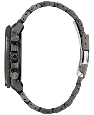 Eco-Drive Men's Chronograph Promaster Geo Trekker Gray-Tone Stainless Steel Bracelet Watch 46mm