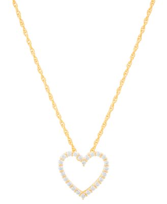 Macy's - Diamond Open Heart Pendant Necklace (1/4 ct. t.w.) in 14k Gold-Plated Sterling Silver, 16" + 2" extender