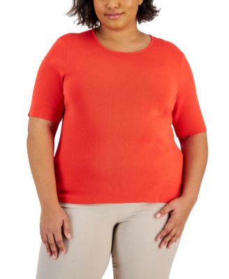 Plus Size Elbow-Sleeve Sweater T-Shirt