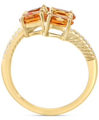EFFY&reg; Citrine (1-5/8 ct. t.w) & Diamond (1/10 ct. t.w.) Cluster Bypass Ring in 14k Gold