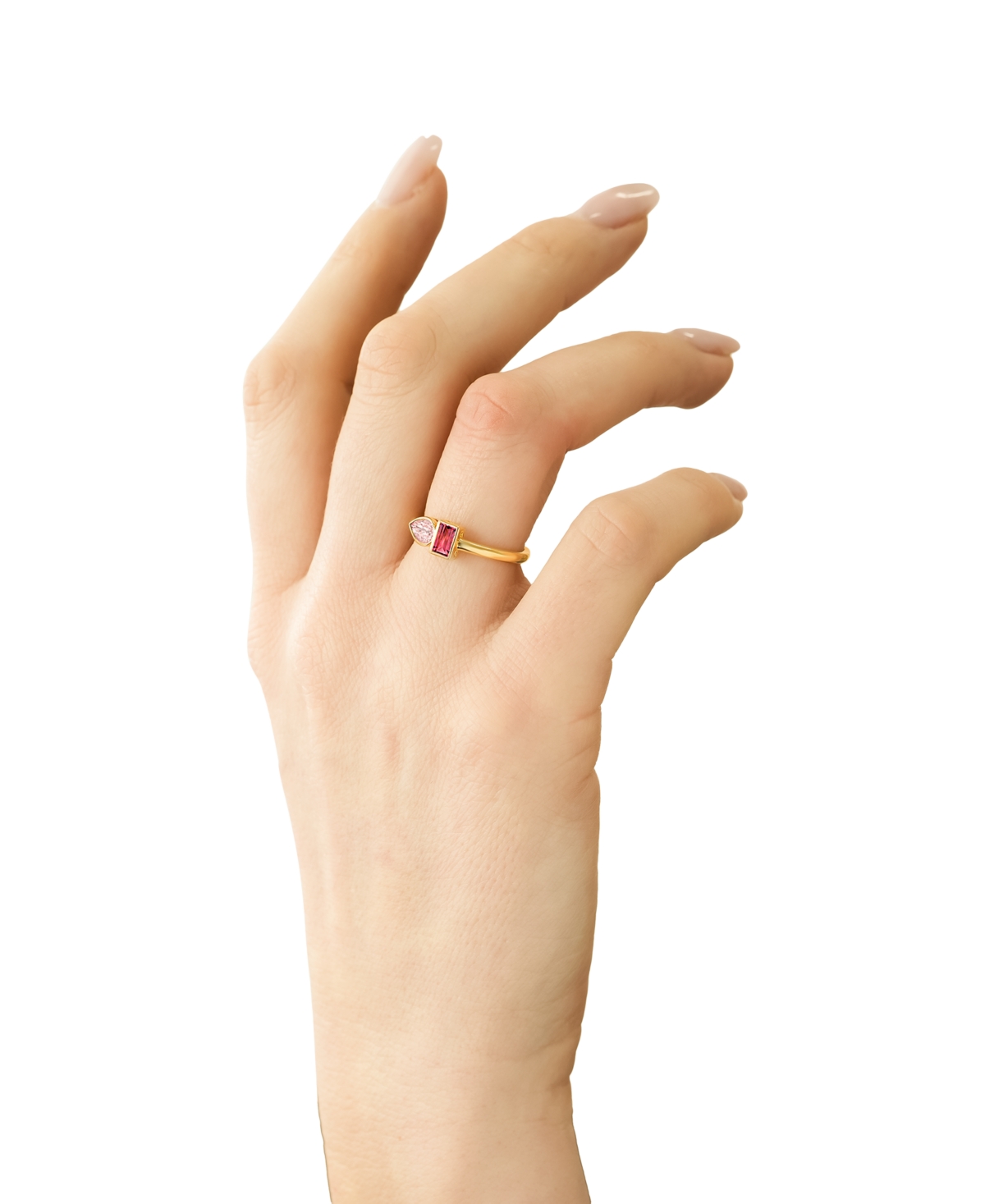 Audrey by Aurate Peridot (3/8 ct. t.w.) & Green Tourmaline Ring (1/3 ct. t.w.) Bezel Ring in Gold Vermeil, (Also available in Morganite & Pink Topaz)