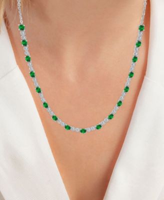 Cubic Zirconia Oval & Round Tennis Necklace, 18" + 2" extender