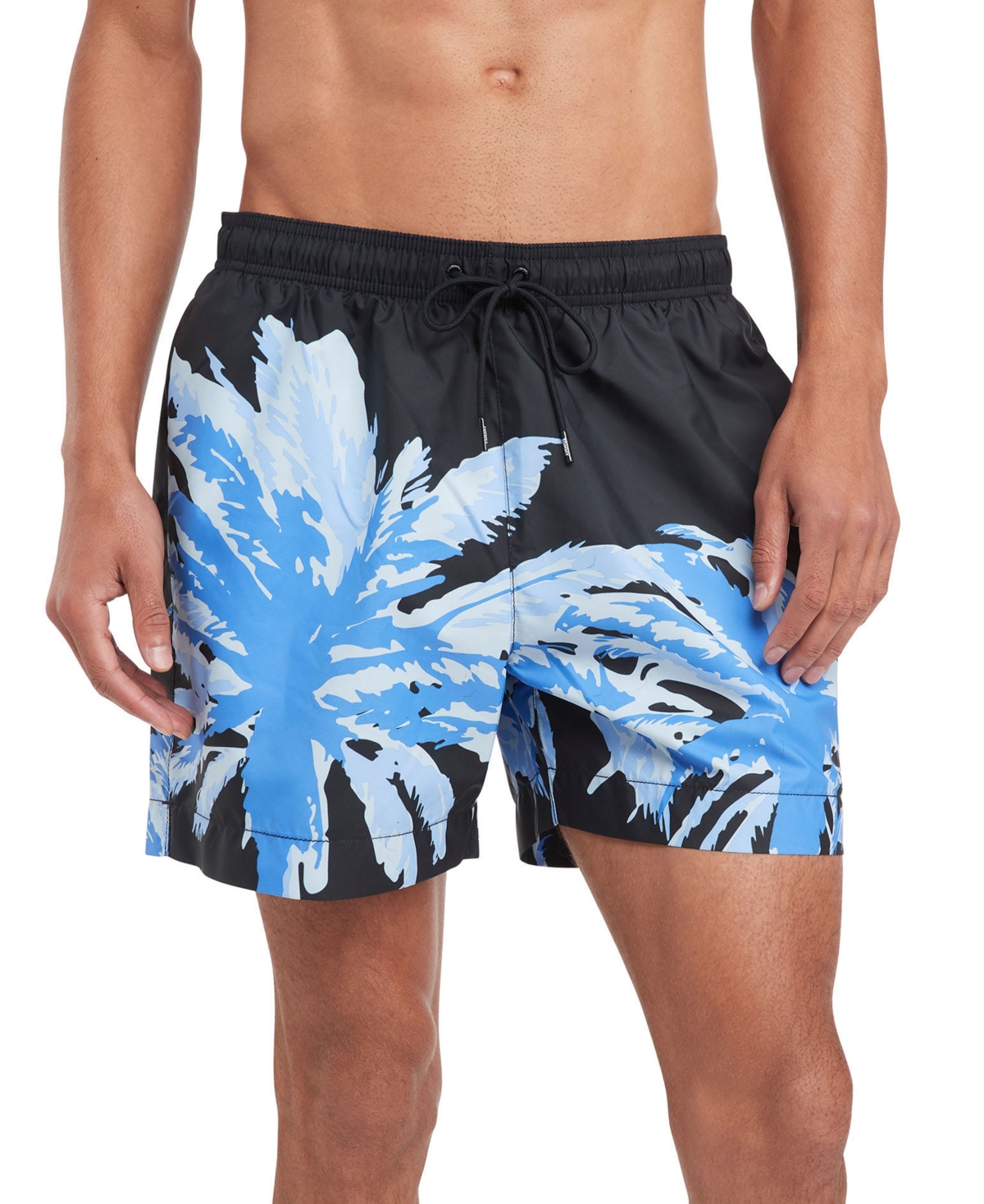 Shop Tommy Hilfiger Men's Palm Print 5" Swim Trunks In Large Placed Palm Desert Sky