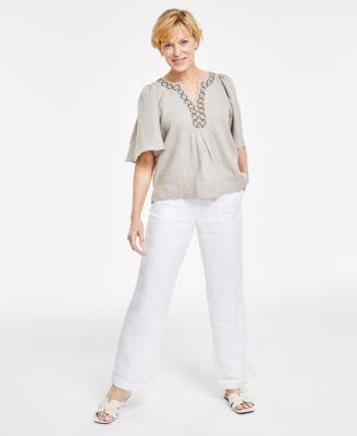 Macys charter club linen tops online