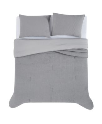 Textured Waffle 3 Piece Comforter Set, King