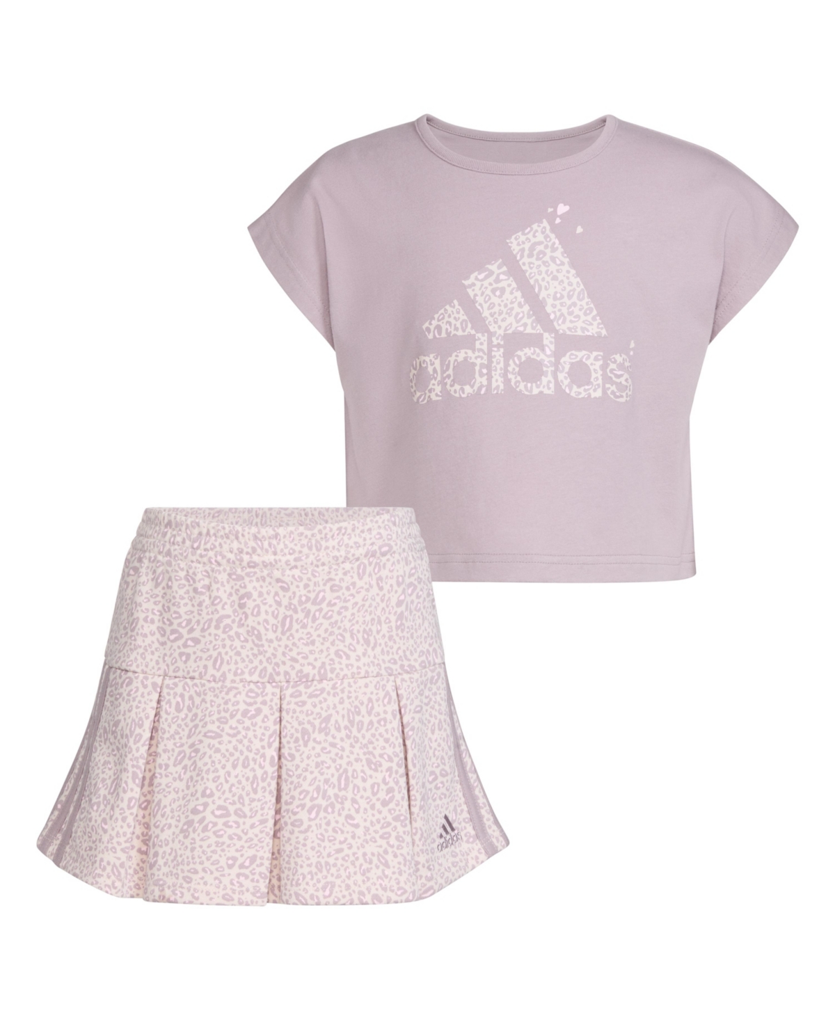 Shop Adidas Originals Little Girls Sleeveless Box Top And Printed Skort, 2 Piece Set In Preloved Fig