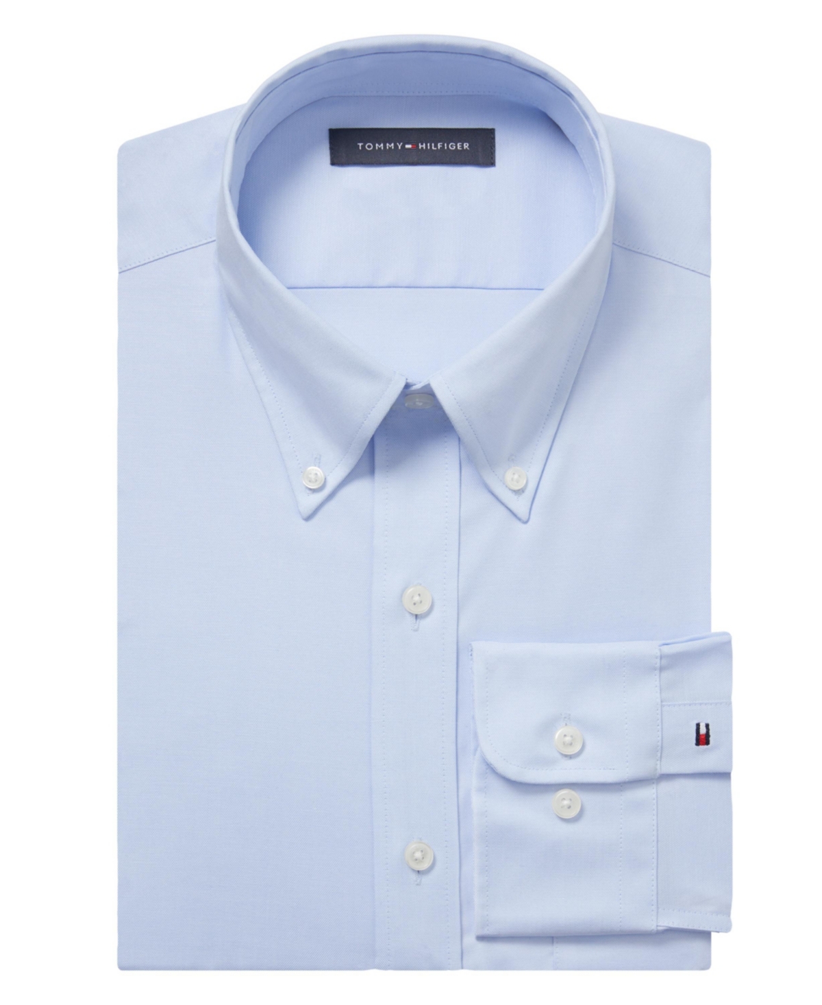 Tommy Hilfiger Men's Th Flex Regular Fit Wrinkle Resistant Stretch Pinpoint Oxford Dress Shirt