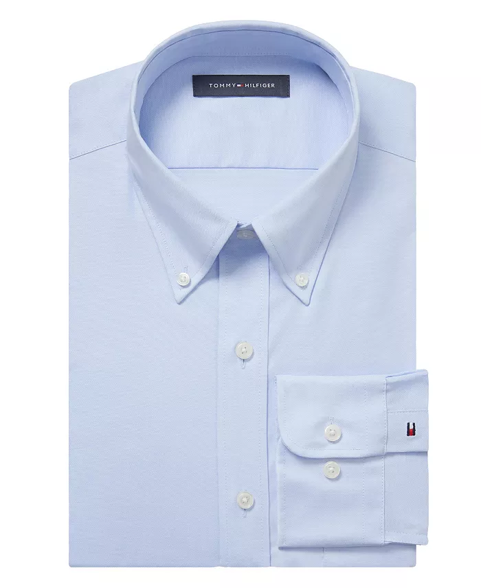 Men's TH Flex Regular Fit Wrinkle Resistant Stretch Pinpoint Oxford Dress Shirt
