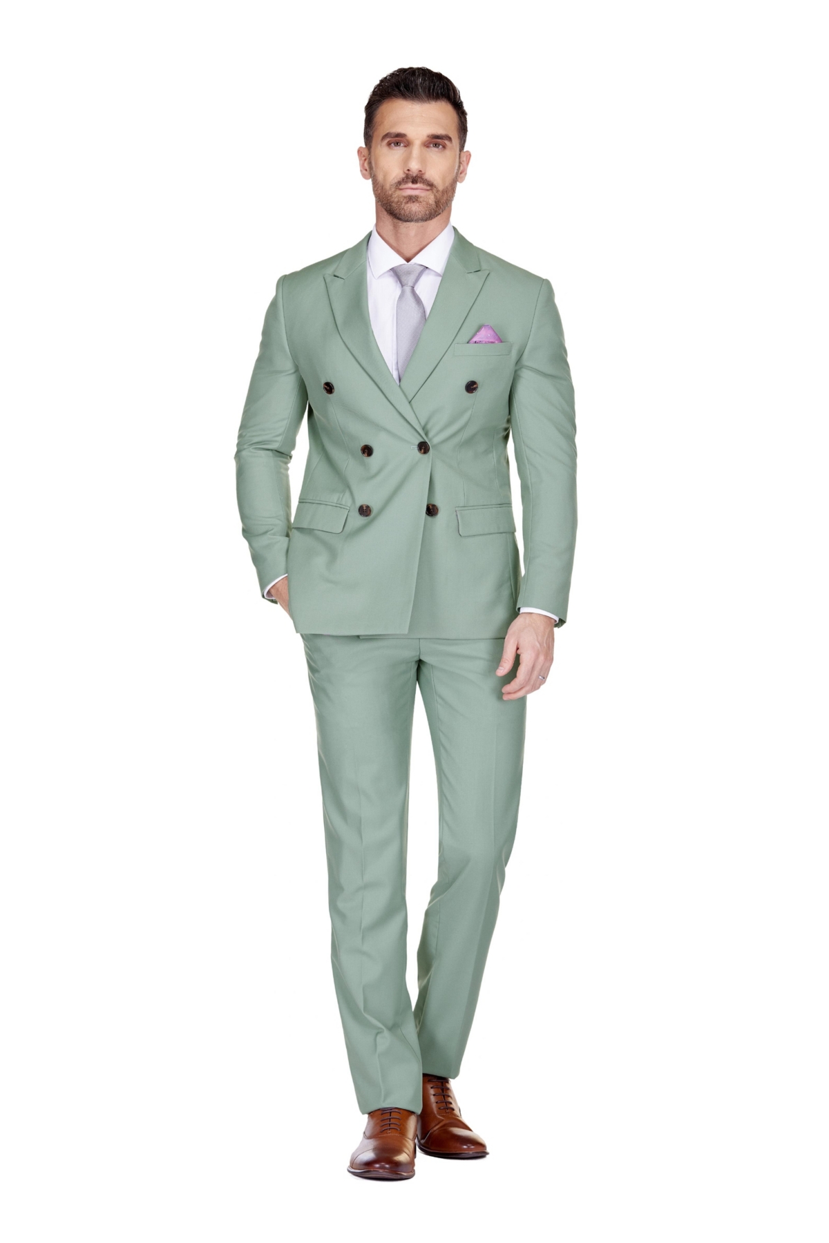 Gino Vitale Men's 2-Piece Slim Fit Double Breasted Suit