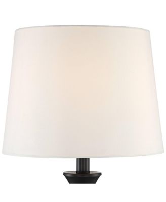 Joyce Modern Table Lamps 24" High Set of 2 Black Metal White Linen Tapered Drum Shade for Bedroom Living Room Bedside Nightstand Office