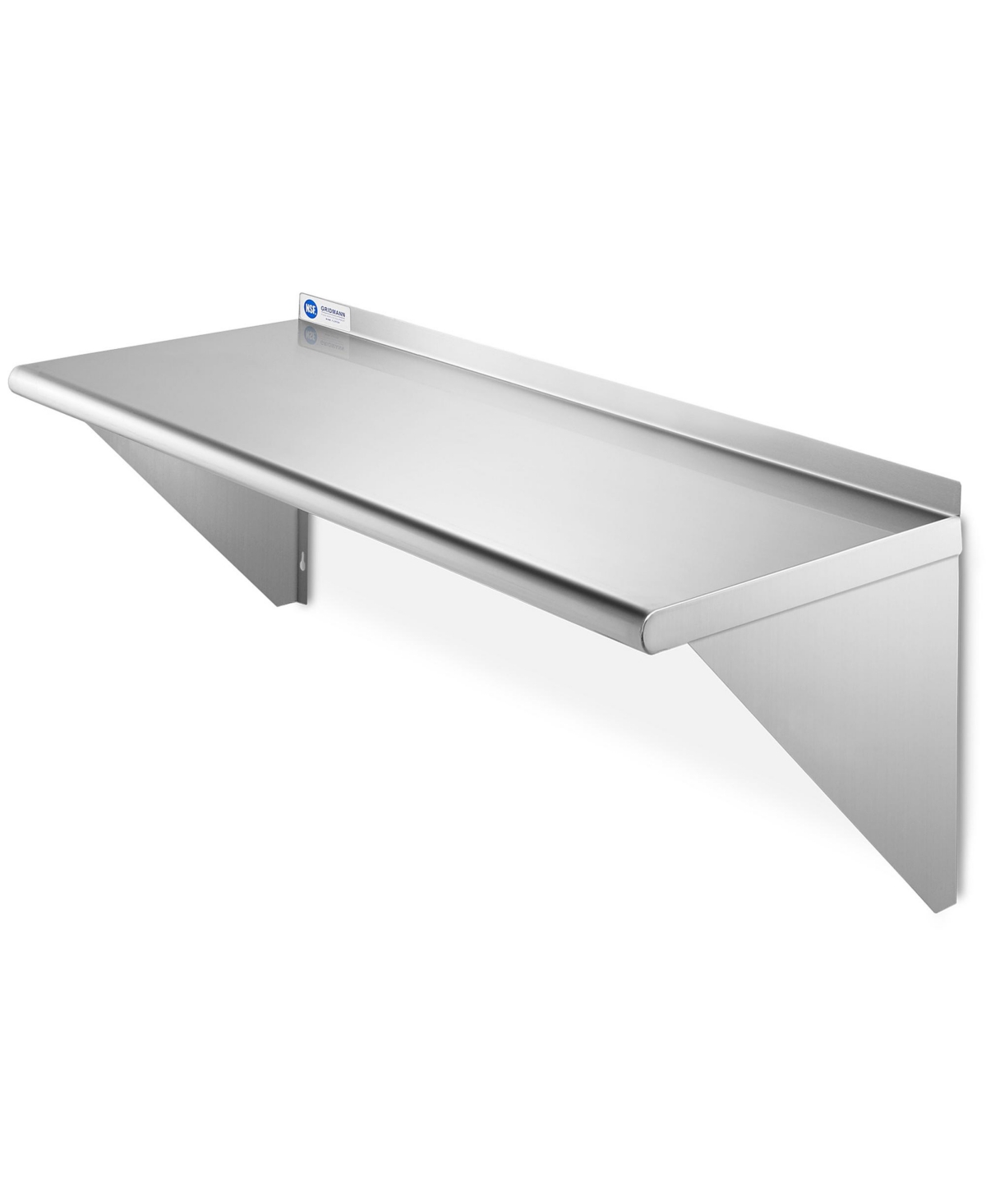 16 Gauge 18" x 48" Nsf Stainless Steel Kitchen Wall Mount Shelf w/ Backsplash - Silver