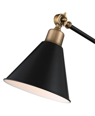 Modern Industrial Desk Table Lamp with USB Charging Port Adjustable 26.75" High Black Antique Brass for Bedroom Bedside Office