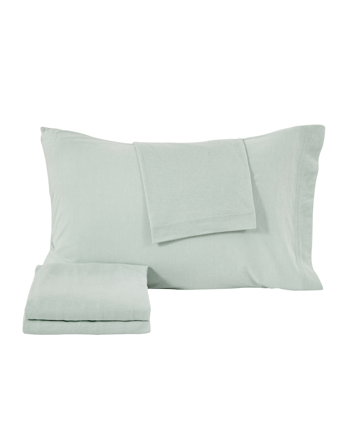 Premium Comforts Heathered Melange T-shirt Jersey Knit Cotton Blend 4 Piece Sheet Set, Full In Heathered Aqua