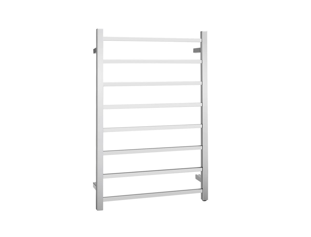 145W Electric Towel Warmer Wall Mounted Heated Drying Rack 8 Square Bars - Silver