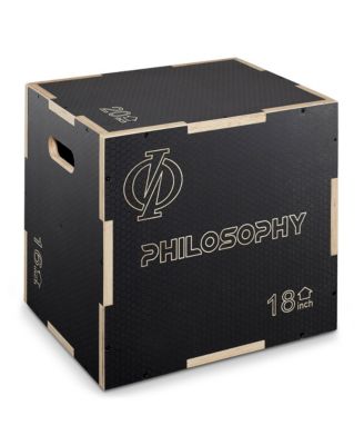 3 in 1 Non-Slip Wood Plyo Box, 20" x 18" x 16", Black, Jump Plyometric Box for Training and Conditioning