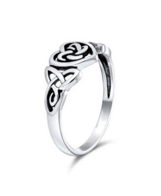 Dainty Best Friends Irish Celtic Love Knots BFF Infinity Heart Promise Ring 1MM Band Oxidized Sterling Silver