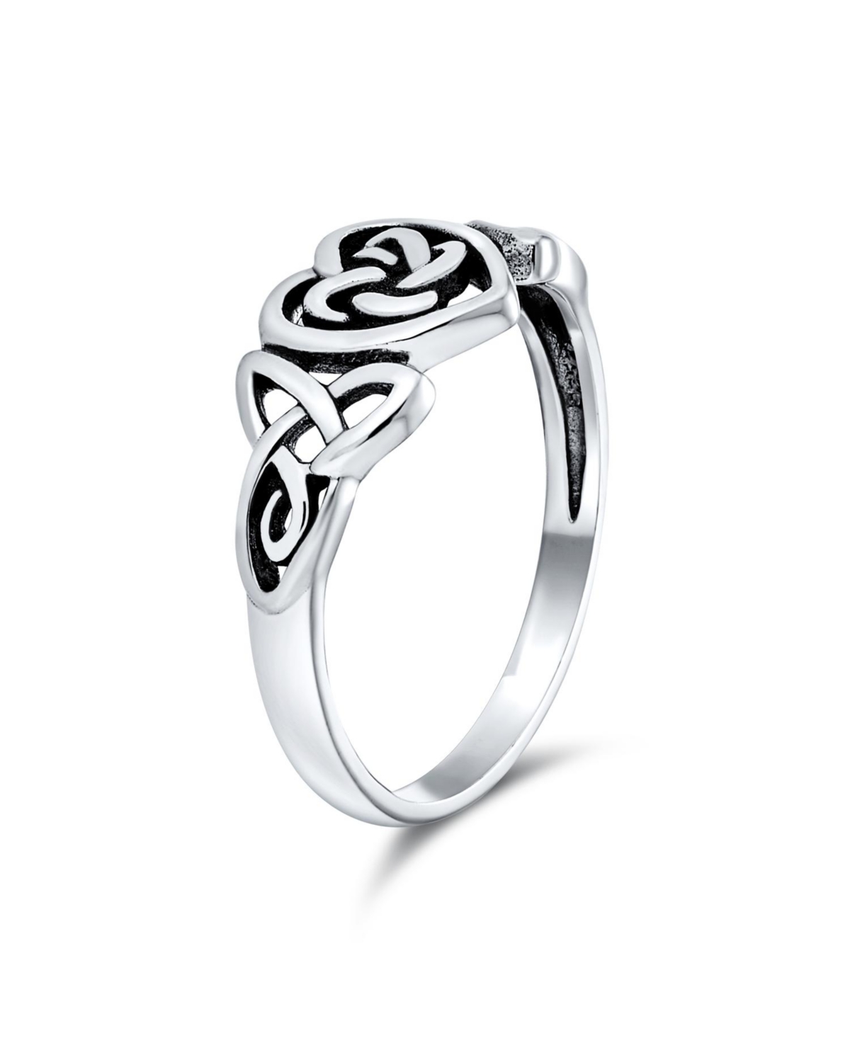Bling Jewelry Dainty Best Friends Irish Celtic Love Knots Bff Infinity Heart Promise Ring 1MM Band For Women Oxidized Sterling- Silver
