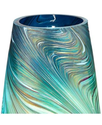 Carmen Modern Coastal Accent Table Lamps 12 1/2" High Set of 2 Green Art Glass Shade for Bedroom Bedside Nightstand Office