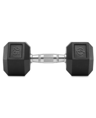 Rubber Coated Hex Dumbbell Hand Weight, 25 lbs