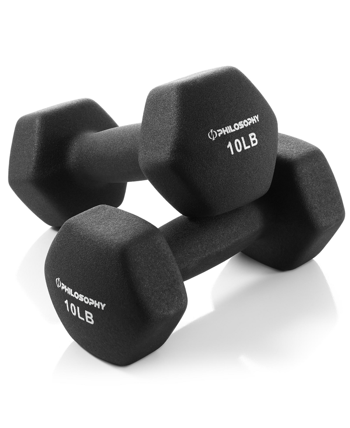 Neoprene Dumbbell Hexagon Hand Weights, 10 lb Pair - 20 lb Total - Black