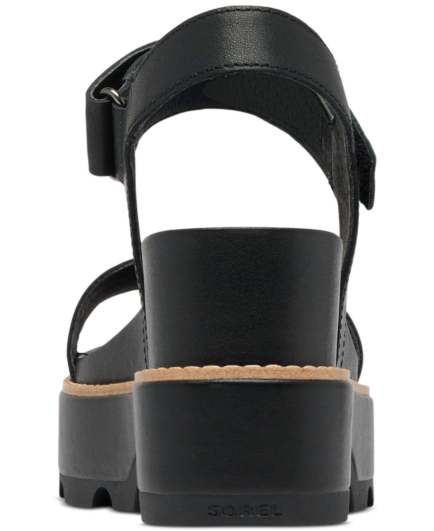 Женские сандалии Sorel Joanie IV Y-Strap Wedge, цвет: Чёрный / Морская соль — фото 3