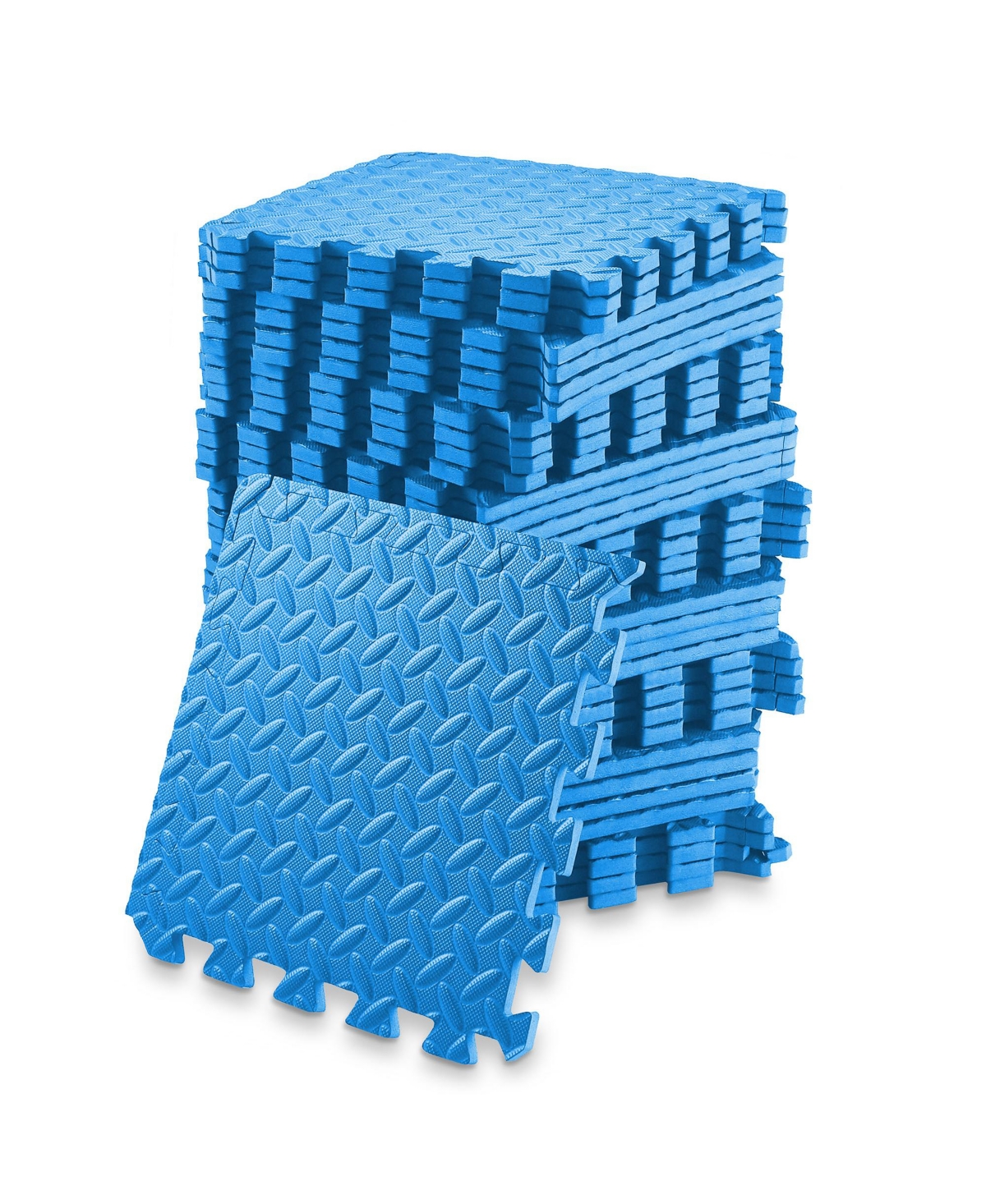 Pack of 36 Exercise Flooring Mats - 12 x 12 Inch Foam Rubber Interlocking Puzzle Floor Tiles - Blue - Blue