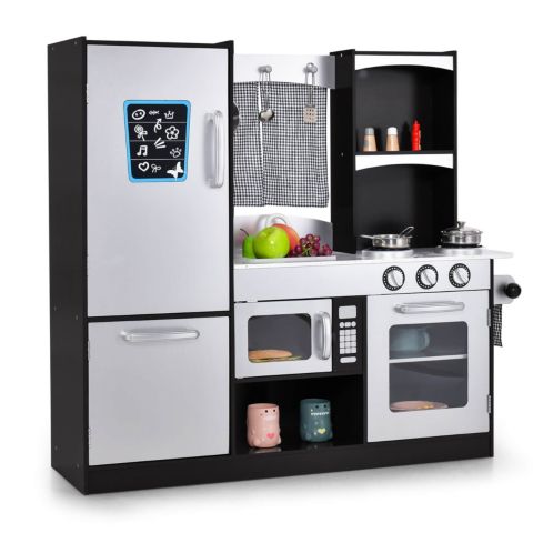 Детский игровой набор Costway Realistic Wooden Play Kitchen Playset, Ages 3+, цвет: Серебряный